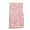 Tissu rose à paillettes de luxe multicolore